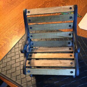 Miniature Wood and Wrought Iron Chair - 8" High